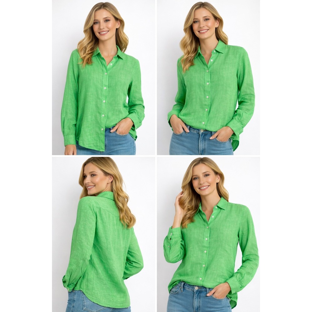 J.Crew Baird McNutt Irish Linen Slim Fit Shirt Lime Green Size 0 XS Long Sleeve